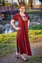 Productafbeelding Middeleeuwse zomerjurk Lysa rood-beige
