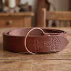 Productafbeelding Middeleeuwse ringriem met Thor’s hamer reliëf bruin