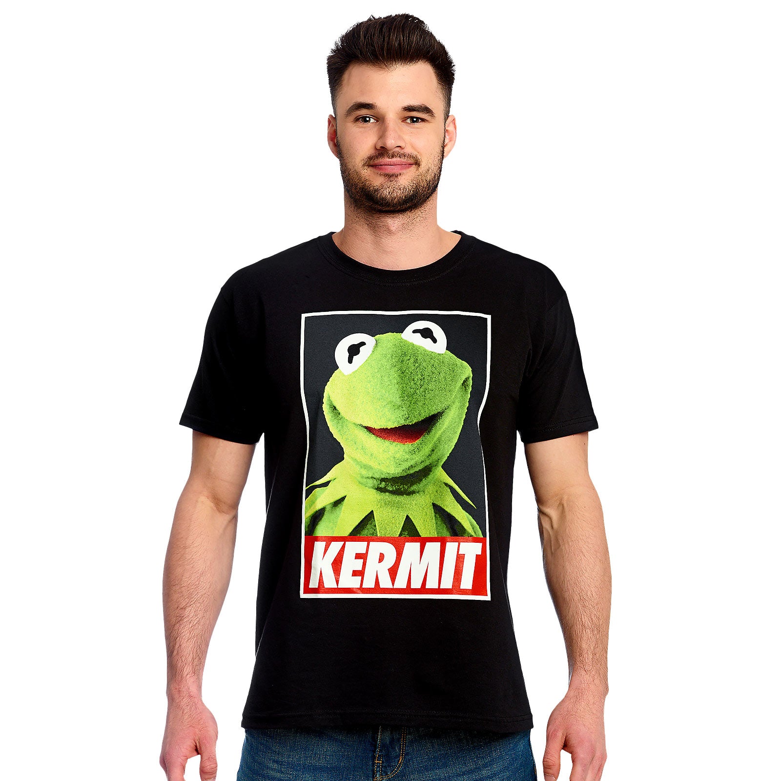 Productafbeelding Muppets - Kermit Poster T-Shirt Zwart