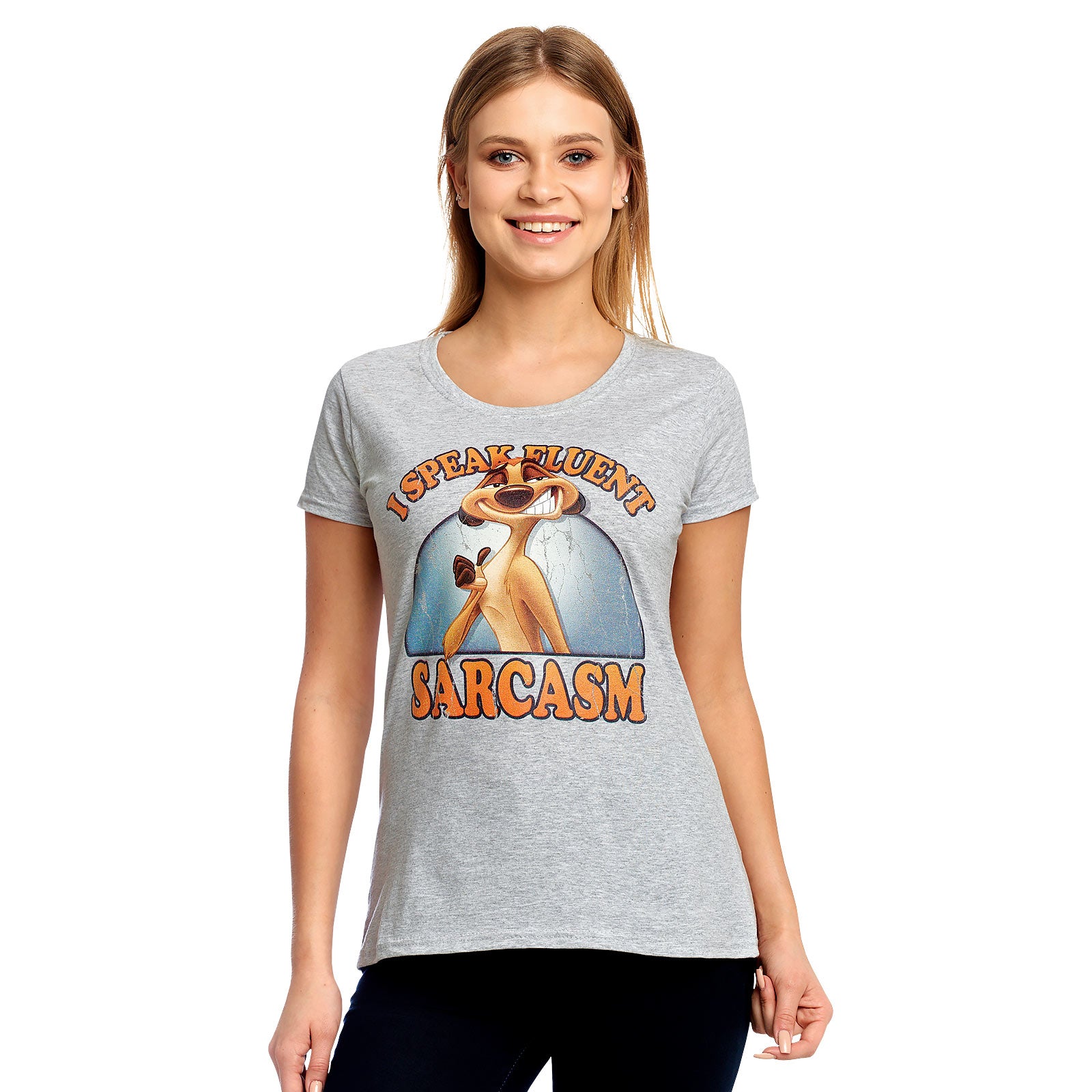 Productafbeelding De Leeuwenkoning - Timon Sarcasme Dames T-shirt Grijs