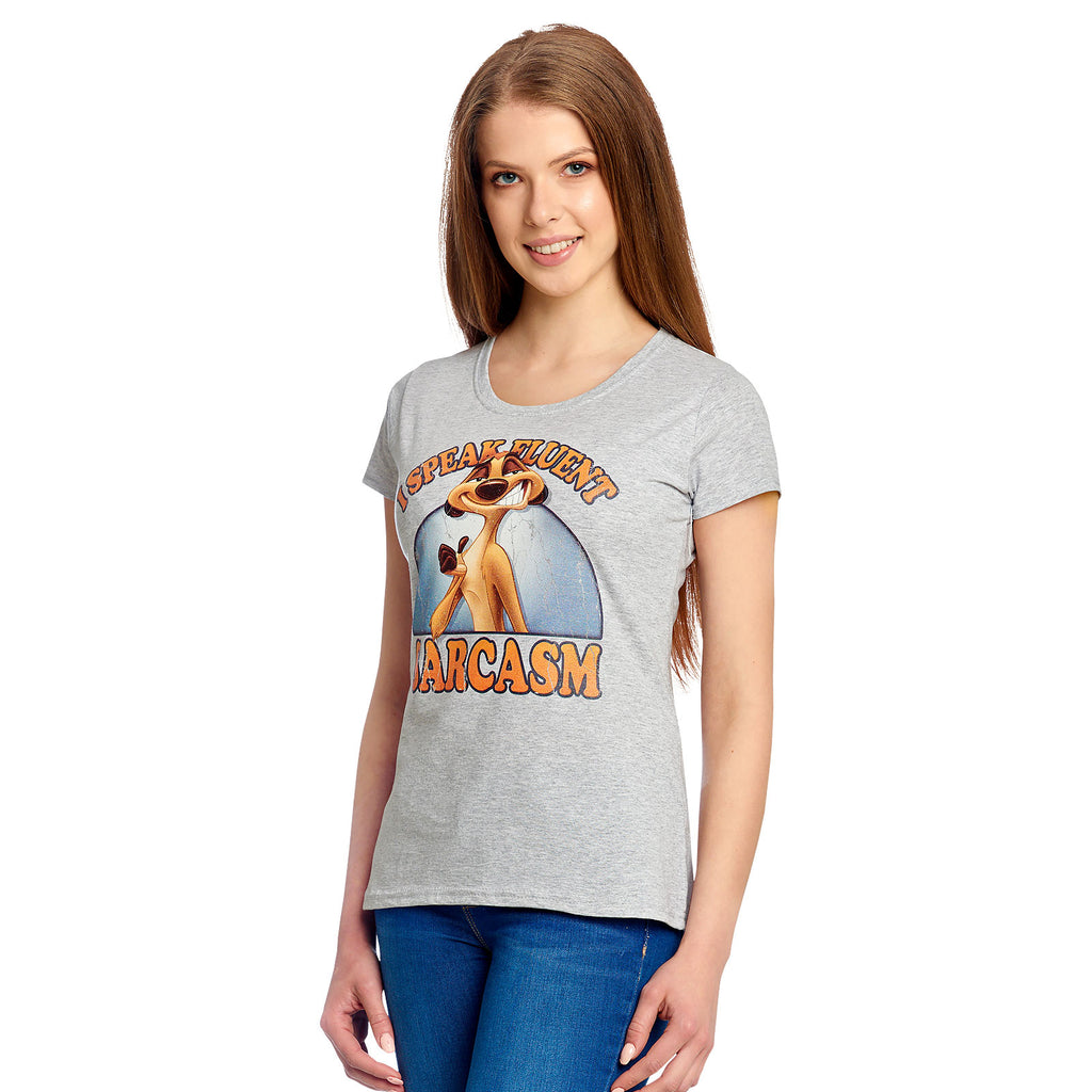 Productafbeelding De Leeuwenkoning - Timon Sarcasme Dames T-shirt Grijs
