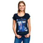 Productafbeelding Doctor Who - Floral Tardis Dames T-Shirt Blauw