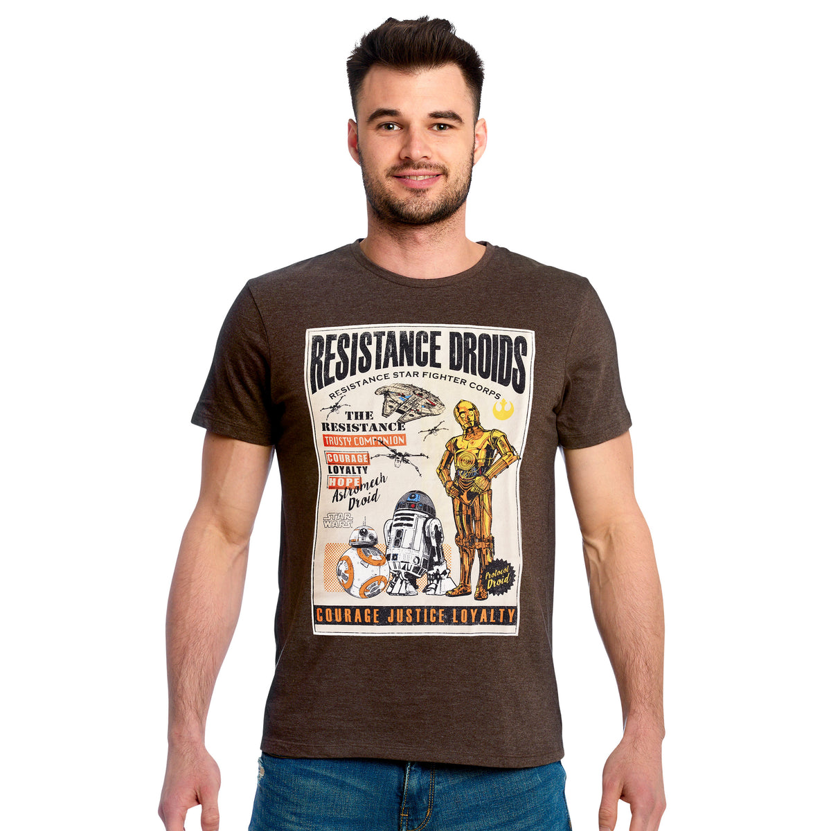 Productafbeelding Star Wars - Resistance Droids T-Shirt bruin
