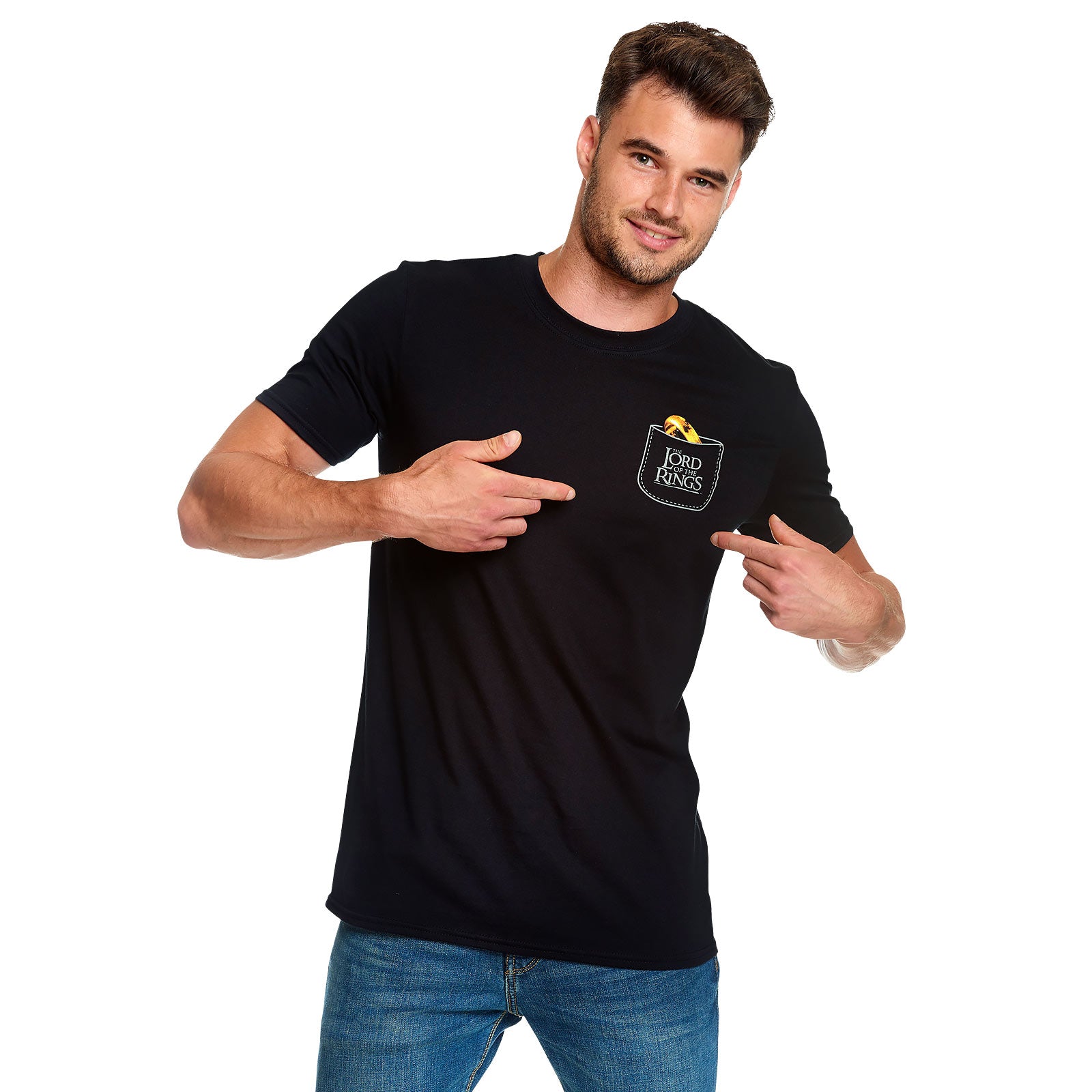 Productafbeelding Heer der Ringen - De Ene Ring Pocket T-Shirt zwart