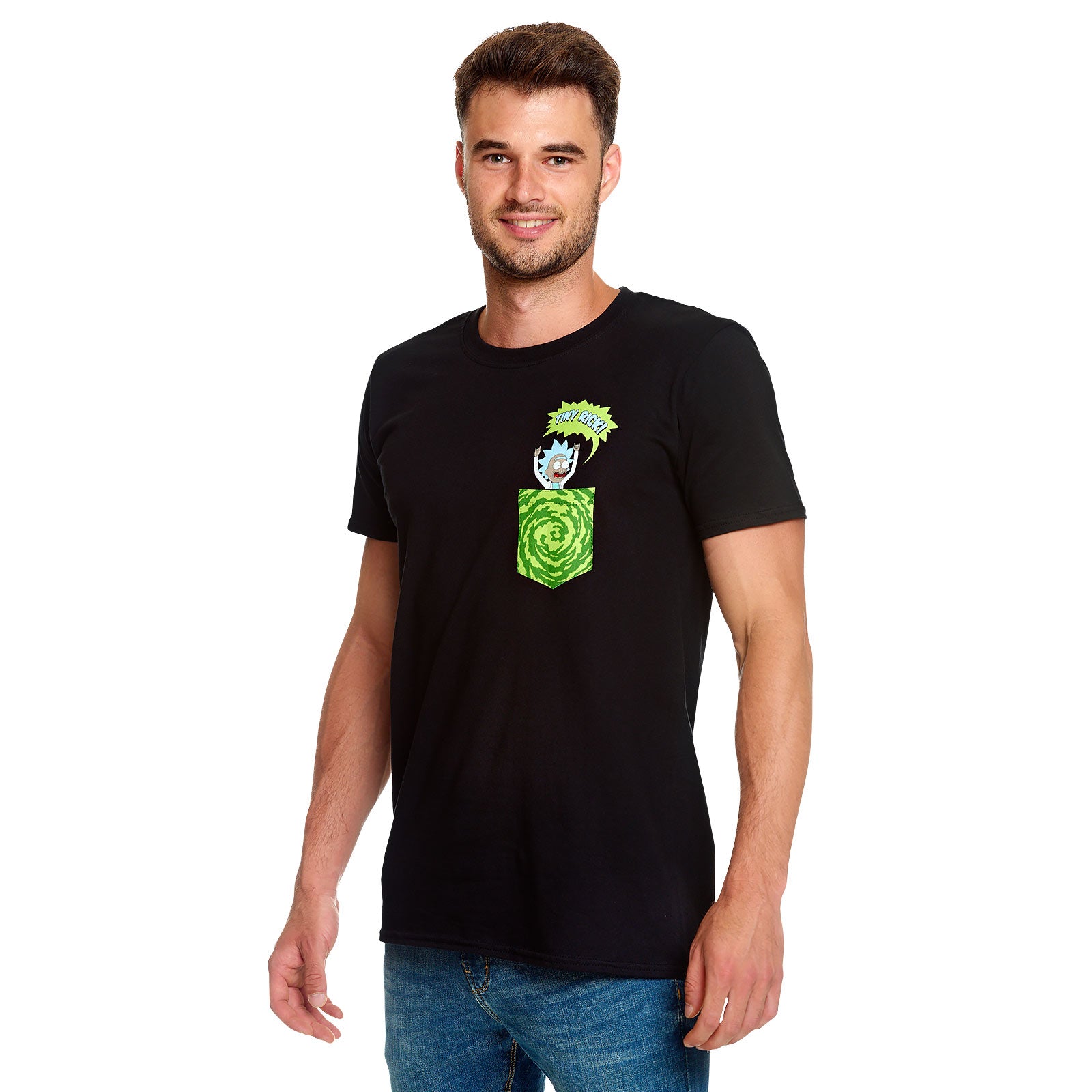Productafbeelding Rick en Morty - Tiny Pocket Rick T-shirt zwart