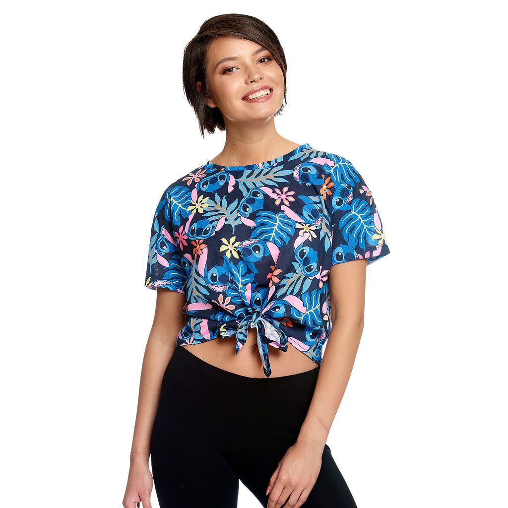 Productafbeelding Lilo & Stitch - Aloha Stitch Dames T-Shirt met Knoop