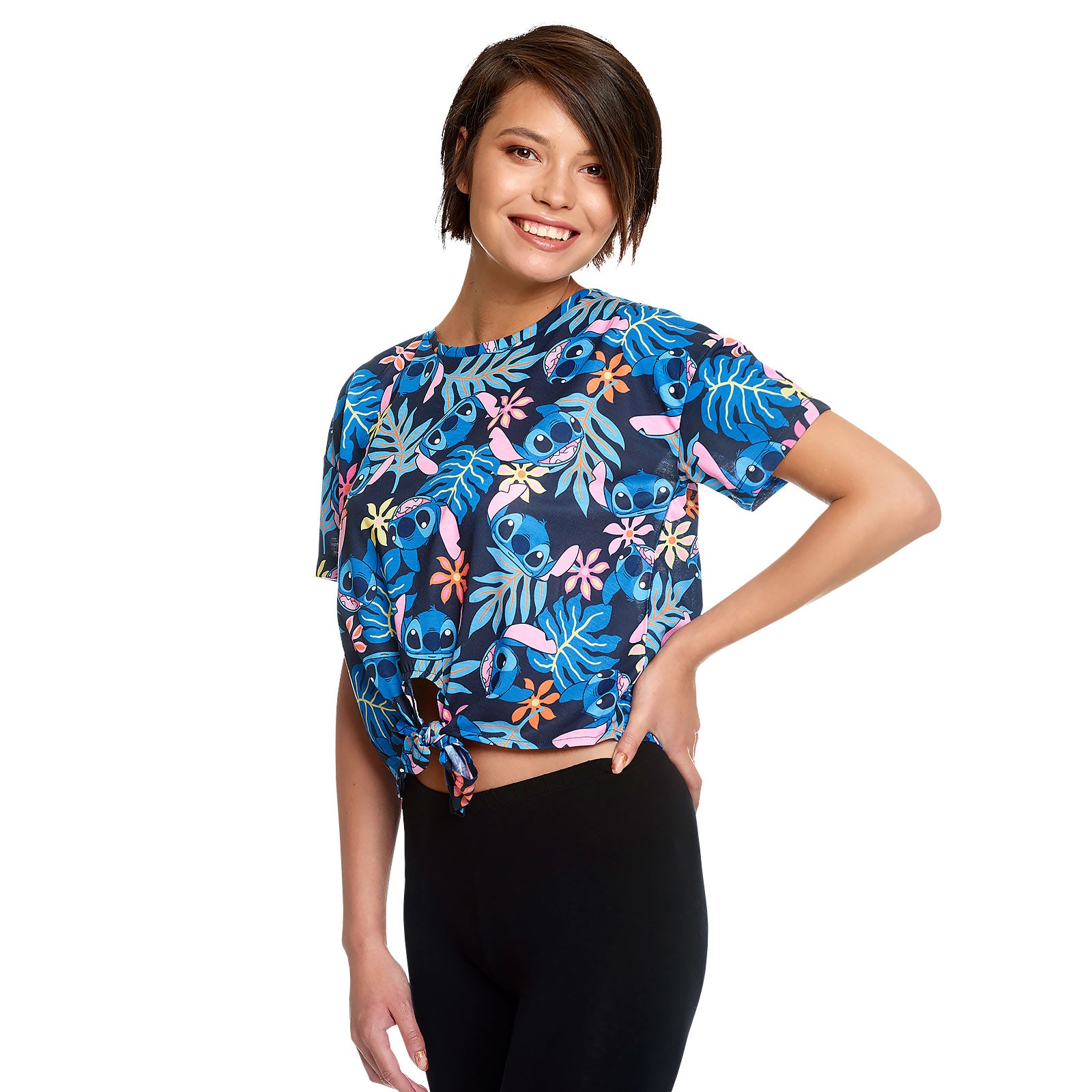 Productafbeelding Lilo & Stitch - Aloha Stitch Dames T-Shirt met Knoop