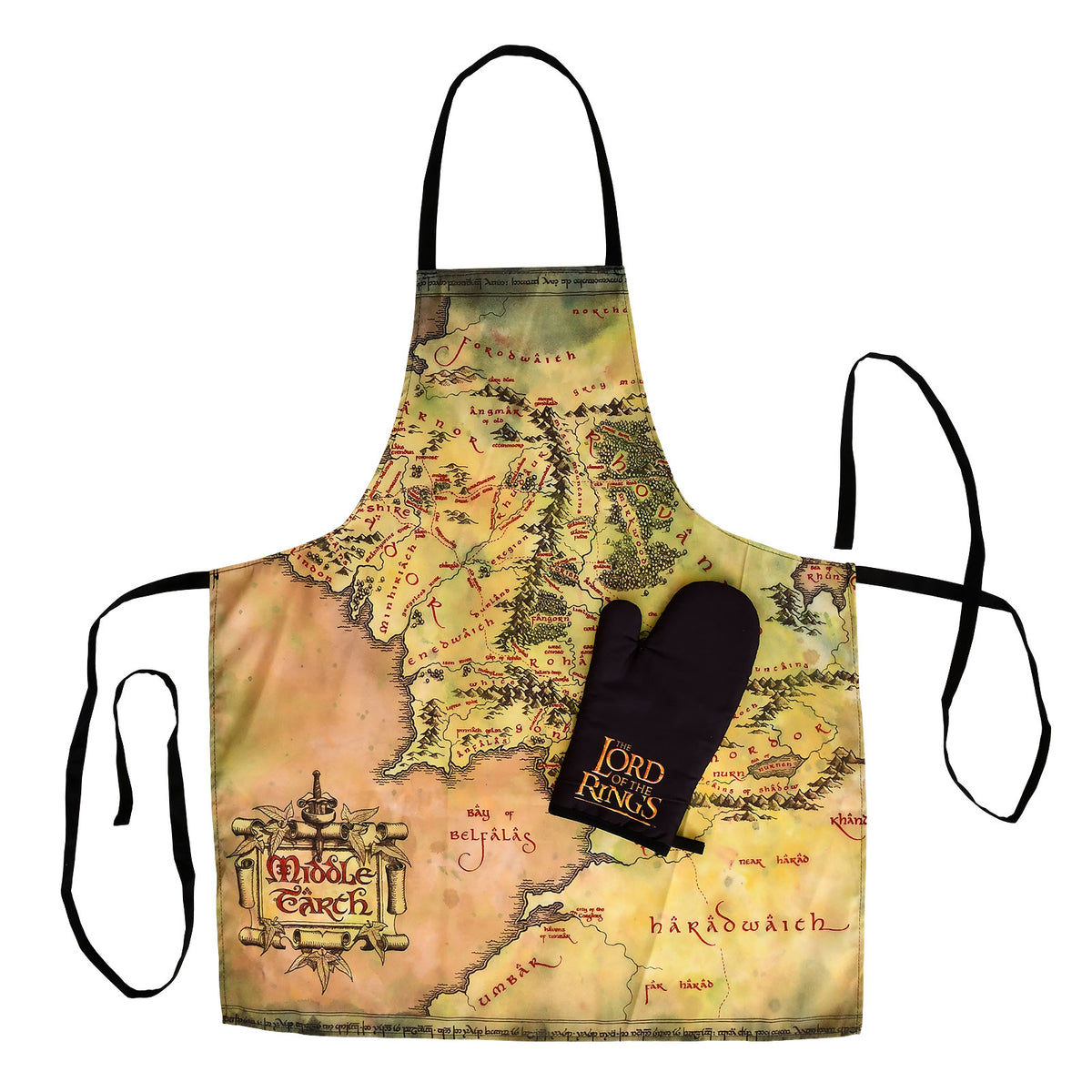 Product image The Lord of the Rings - Middle Earth Map Apron with Oven Glove