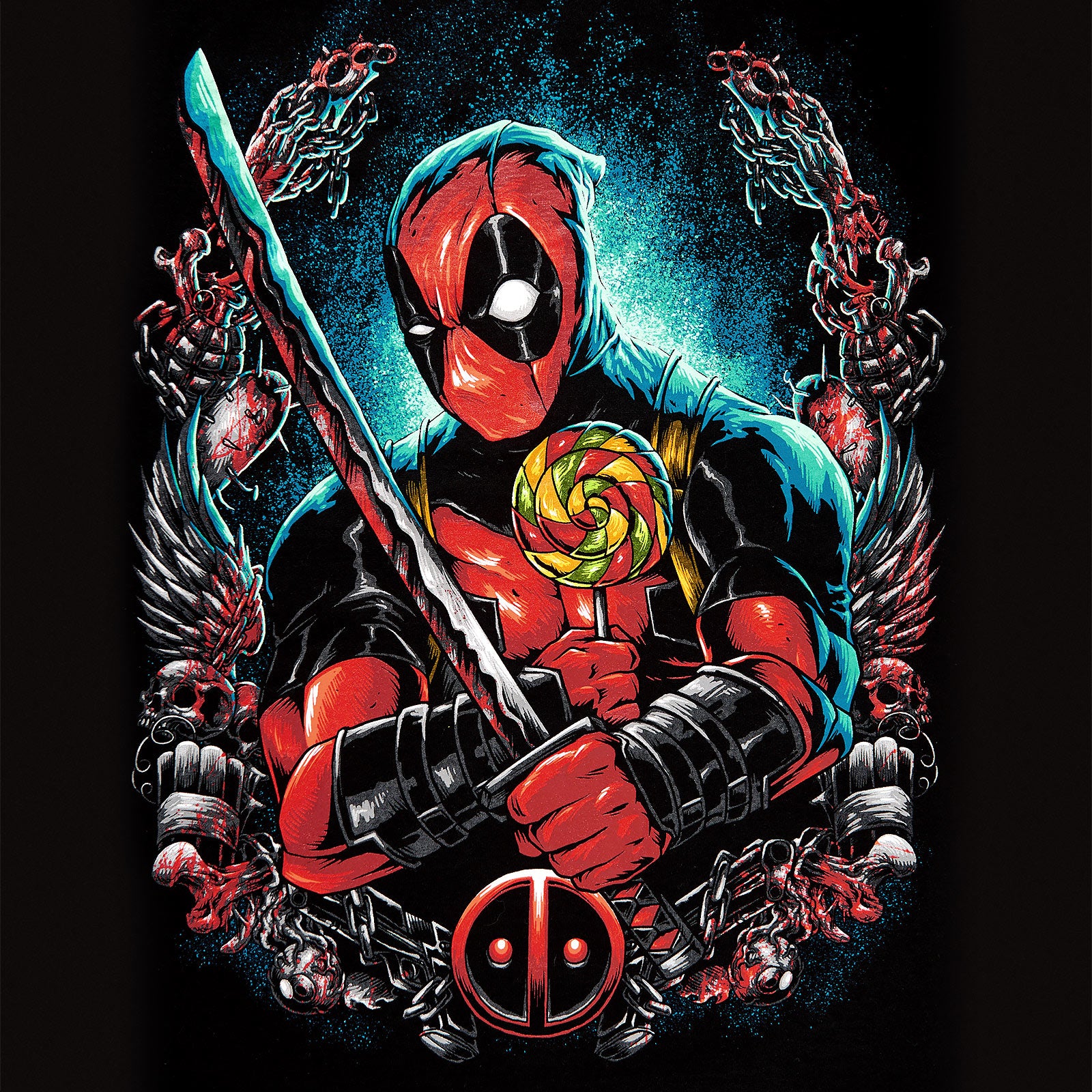 Productafbeelding Deadpool - Lollipop T-shirt Zwart