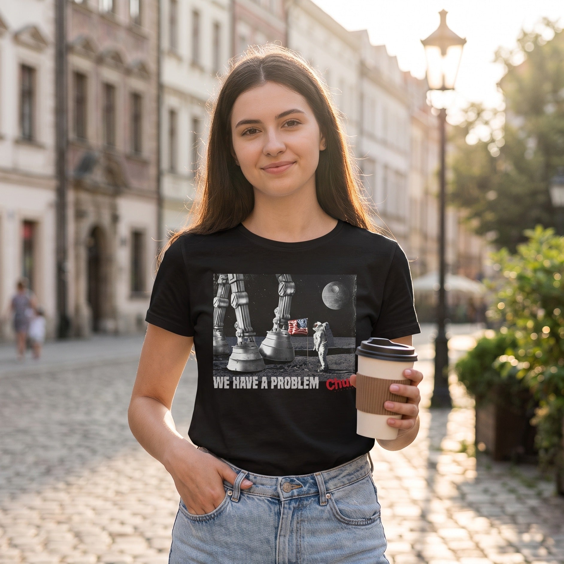 Productafbeelding Houston We Hebben een Probleem T-Shirt voor Star Wars Fans Zwart
