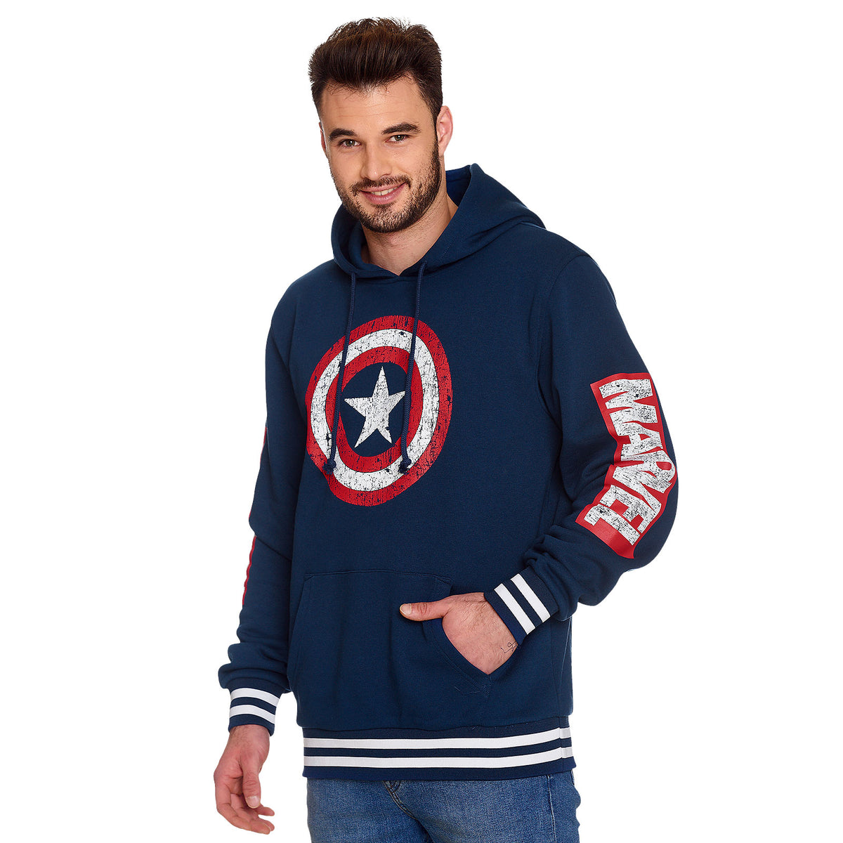 Productafbeelding Captain America - Shield Distressed Logo Hoodie blauw