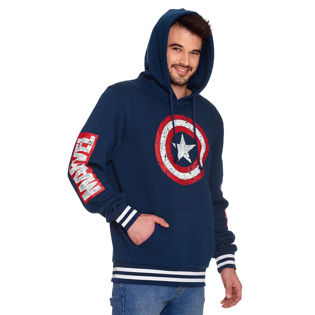 Productafbeelding Captain America - Shield Distressed Logo Hoodie blauw