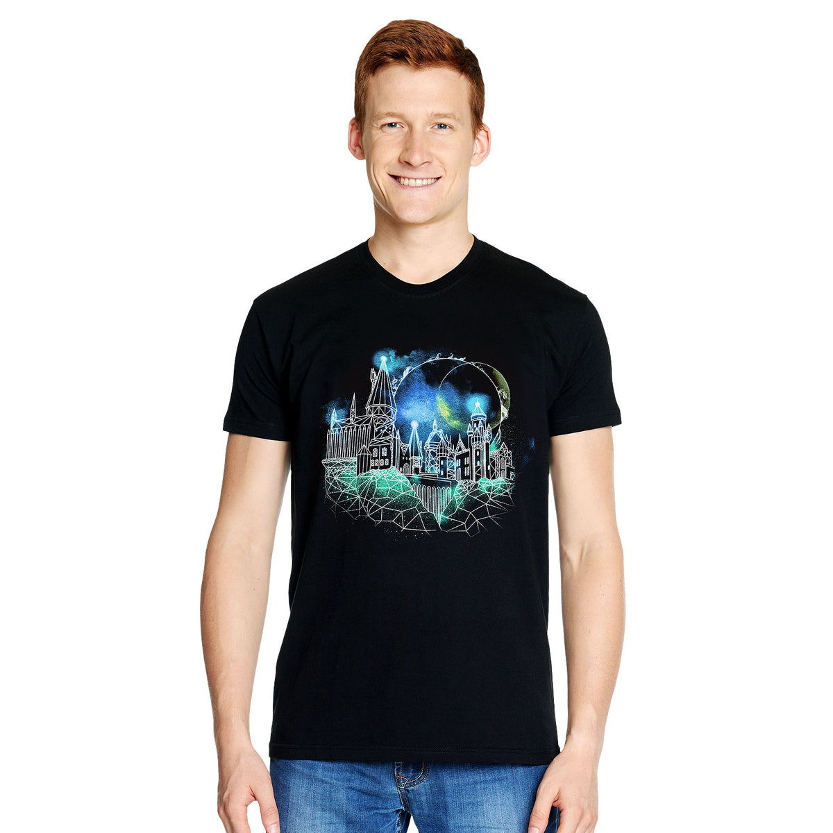 Productafbeelding Harry Potter - Hogwarts 's Nachts Schets T-Shirt Zwart