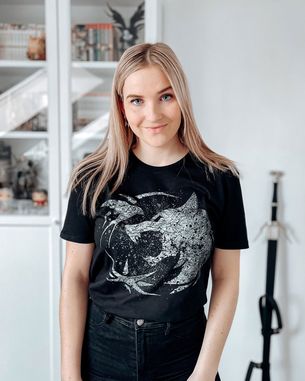 Productafbeelding Wolf Embleem T-shirt voor Witcher Fans zwart