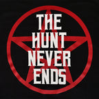 Productafbeelding The Hunt Never Ends T-shirt voor Supernatural Fans zwart
