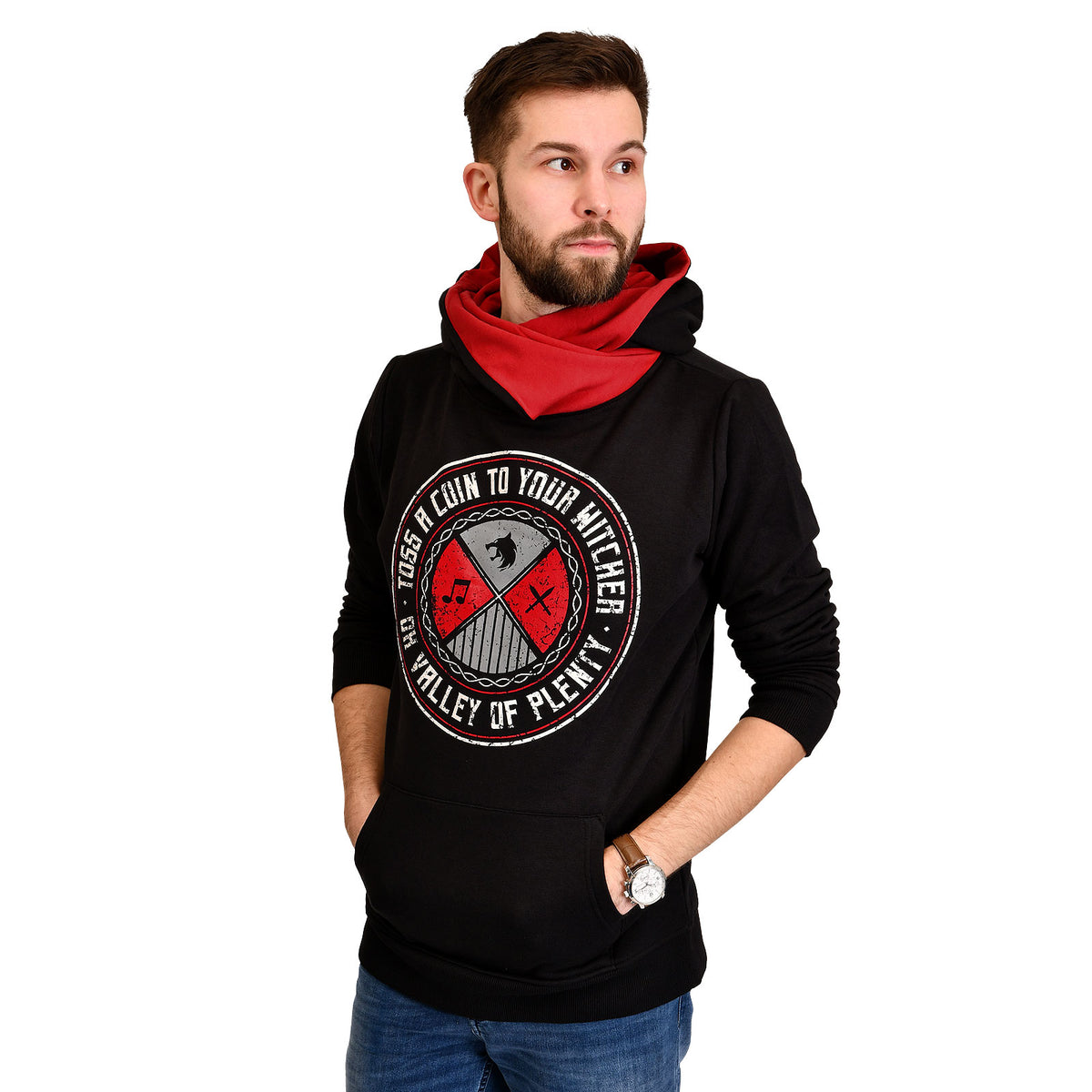 Productafbeelding Toss a Coin Hoodie voor Witcher Fans Zwart
