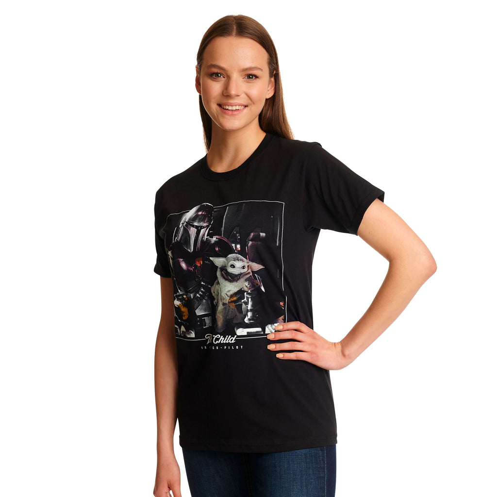 Productafbeelding Het Kind is Mijn Co-Piloot T-Shirt zwart - Star Wars The Mandalorian