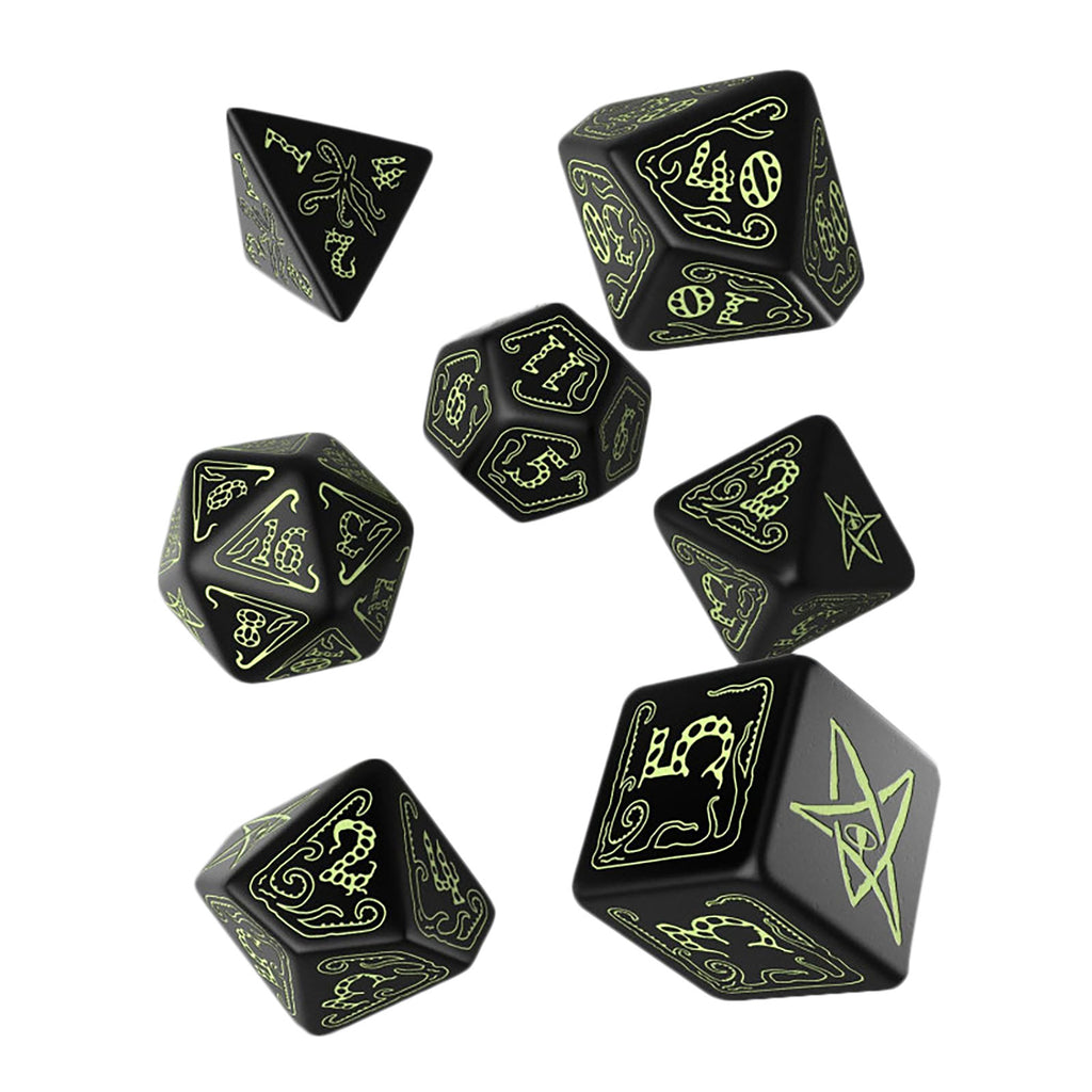Productafbeelding Call of Cthulhu Glow in the Dark RPG Dobbelstenen Set 7 stuks zwart
