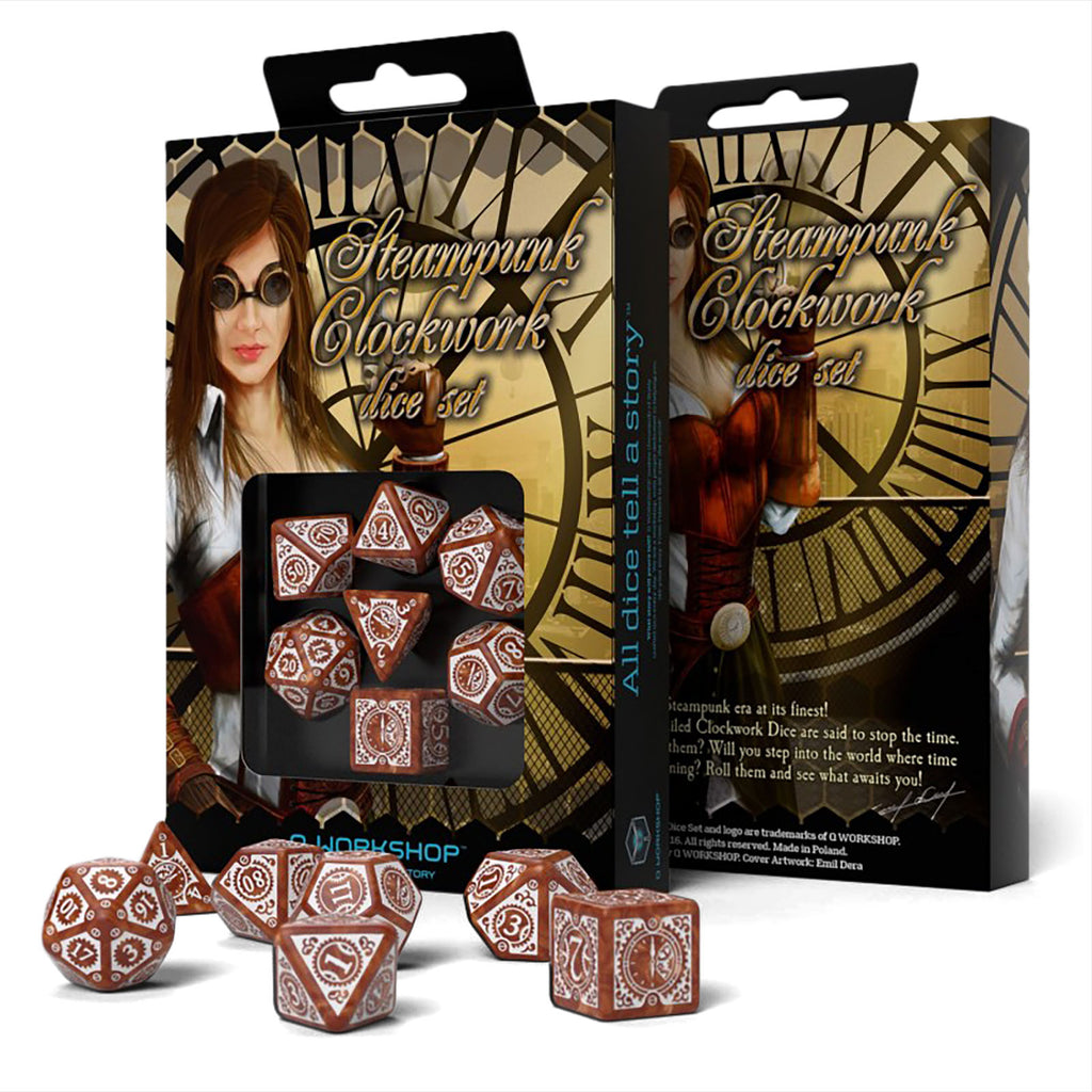 Product image Steampunk Clockwork RPG Dice Set 7pc brown-white