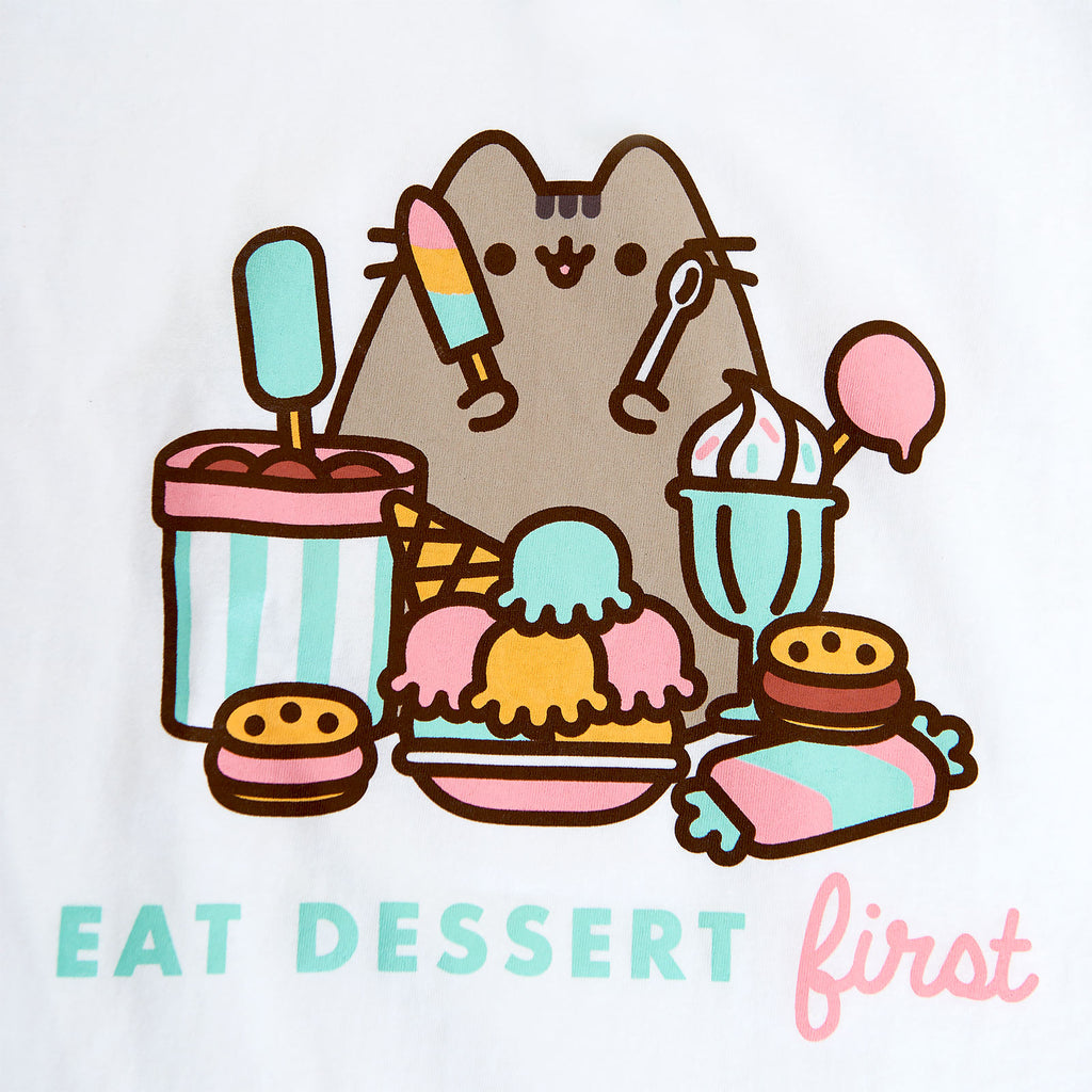 Productafbeelding Pusheen - Eat Dessert First Dames T-shirt wit