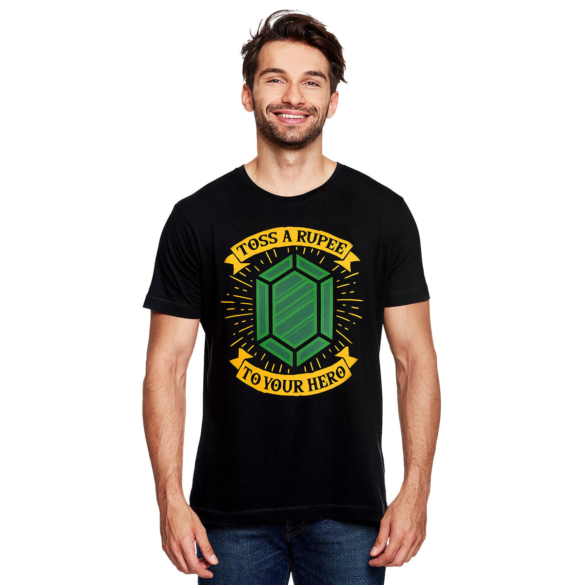 Productafbeelding Toss a Rupee to Your Hero T-Shirt voor Zelda Fans Zwart