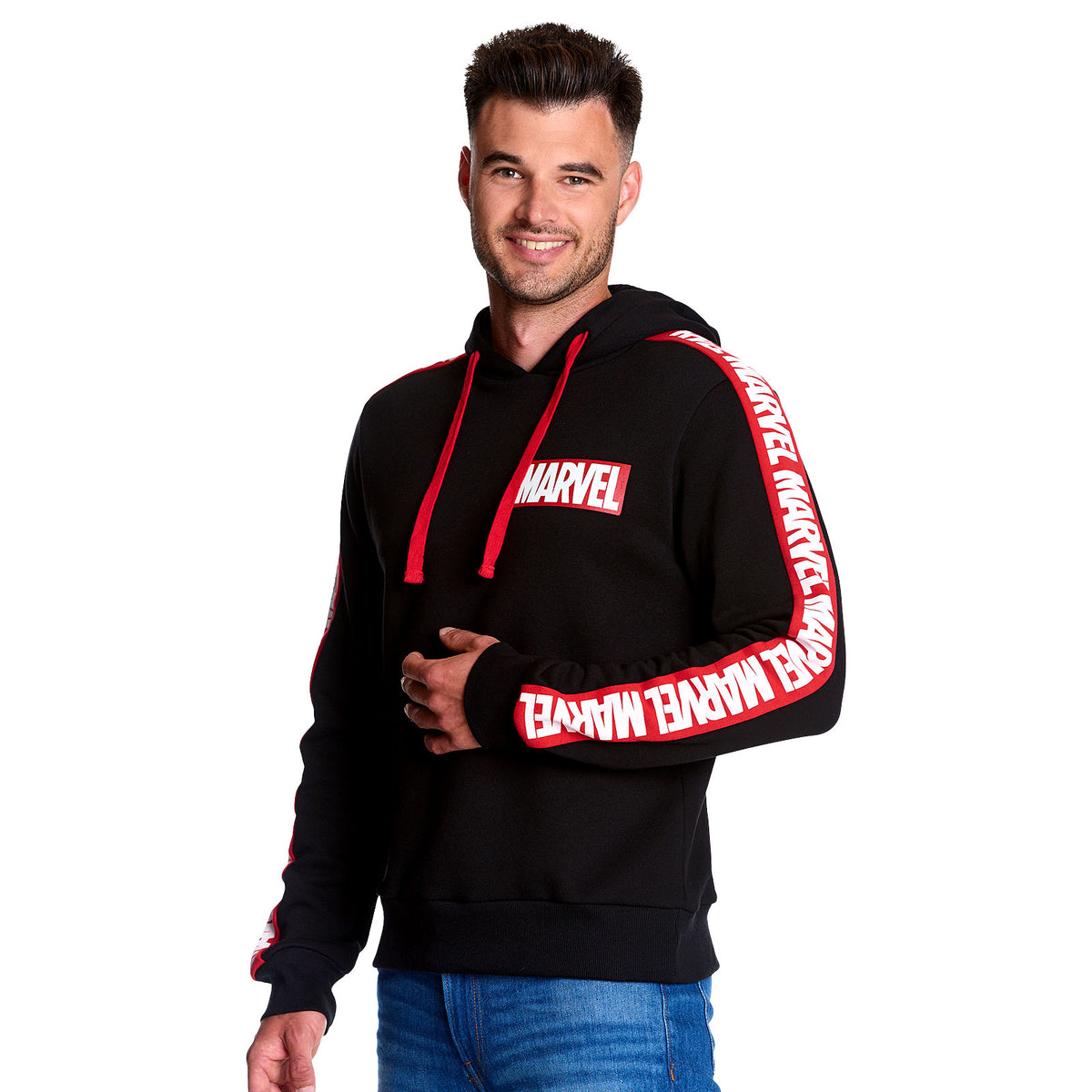 Productafbeelding Marvel - Logo Hoodie met mouwprint zwart