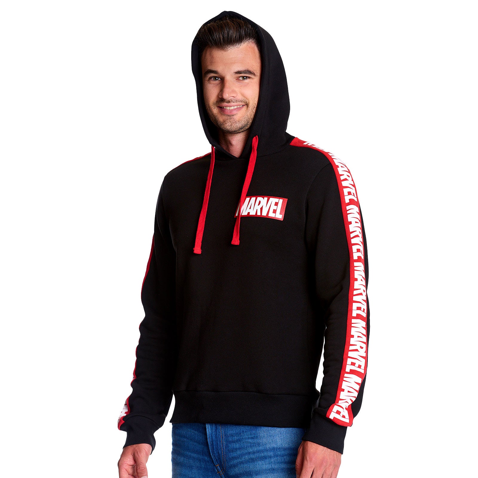 Productafbeelding Marvel - Logo Hoodie met mouwprint zwart