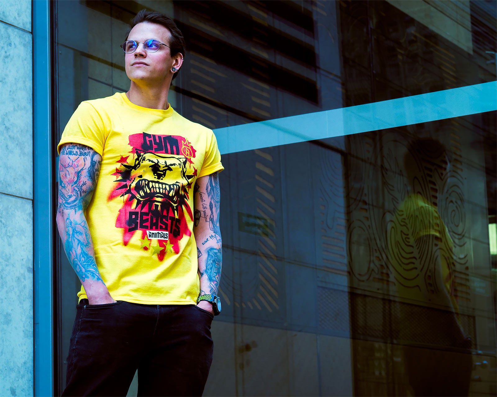 Productafbeelding Cyberpunk 2077 - Gym Beasts T-shirt geel