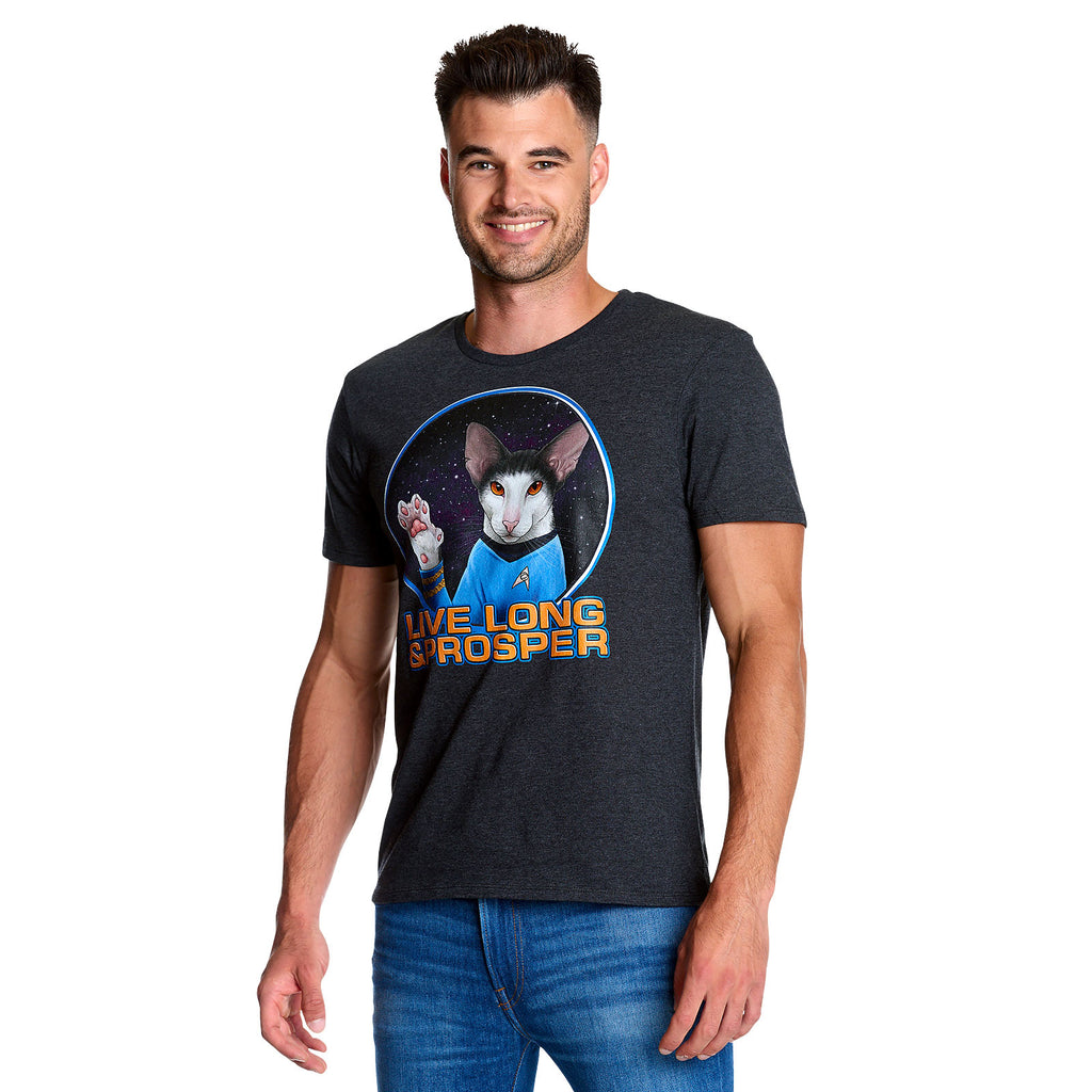 Productafbeelding Star Trek - Cat Spock Live Long and Prosper T-shirt grijs