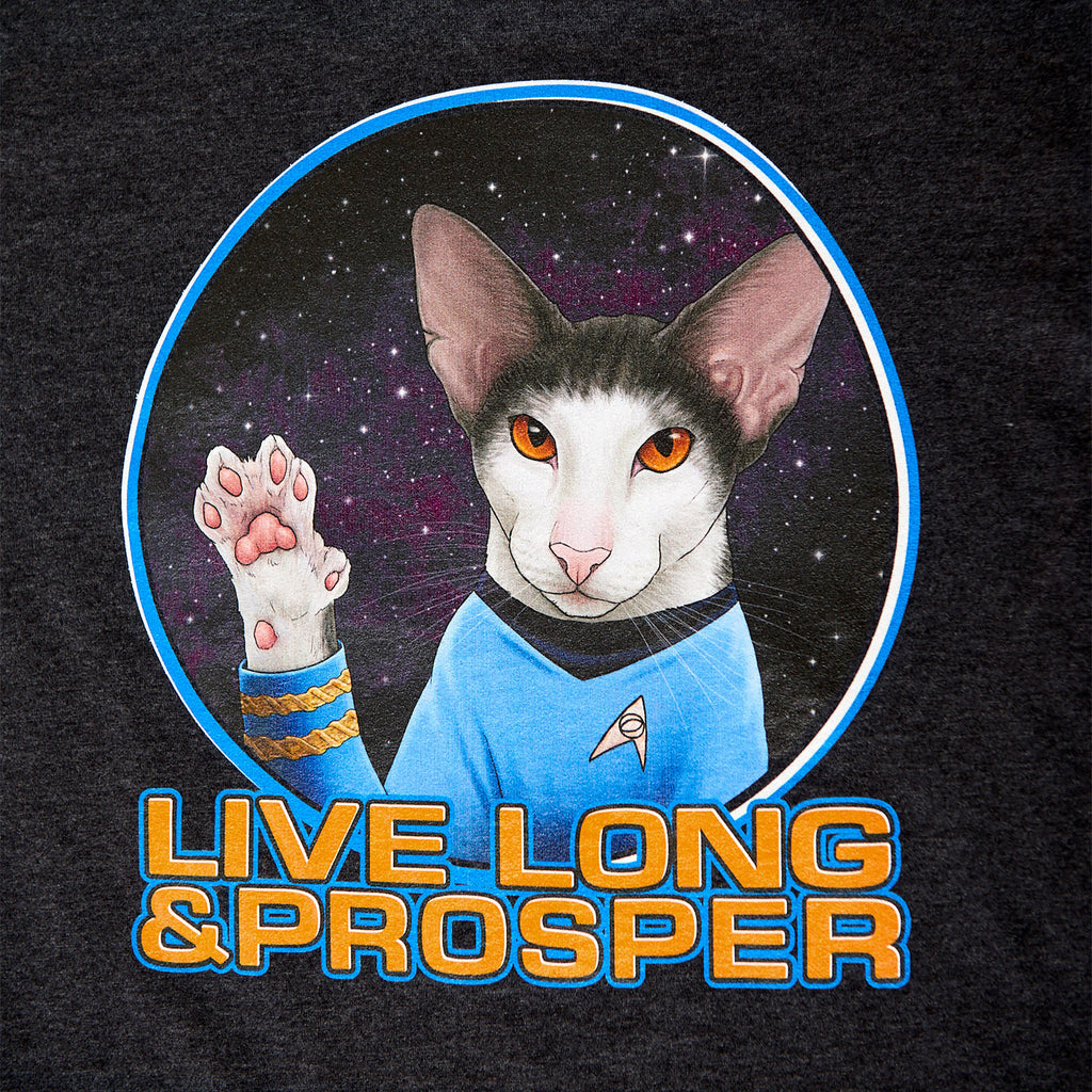 Productafbeelding Star Trek - Cat Spock Live Long and Prosper T-shirt grijs