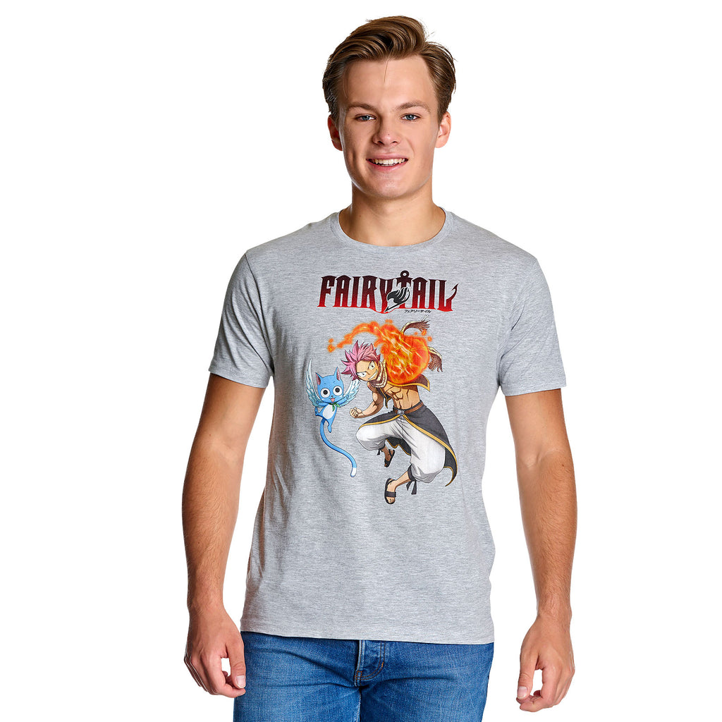 Productafbeelding Fairy Tail - Natsu en Happy T-shirt grijs