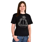 Productafbeelding Harry Potter - Floral Deathly Hallows Dames T-shirt Zwart