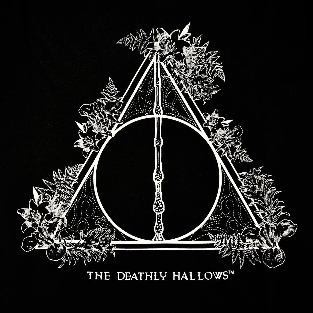 Productafbeelding Harry Potter - Floral Deathly Hallows Dames T-shirt Zwart