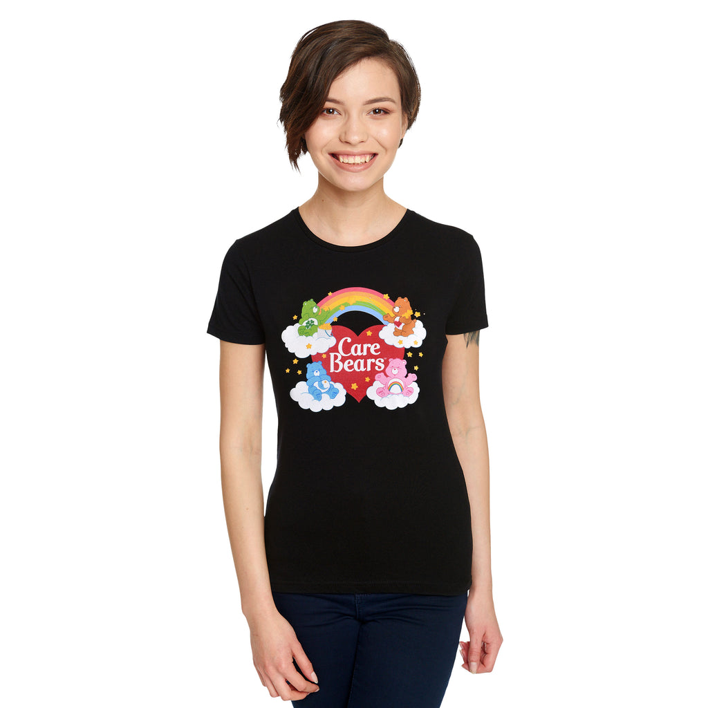 Productafbeelding De Troetelbeertjes - Bears and Rainbow Dames T-shirt Zwart
