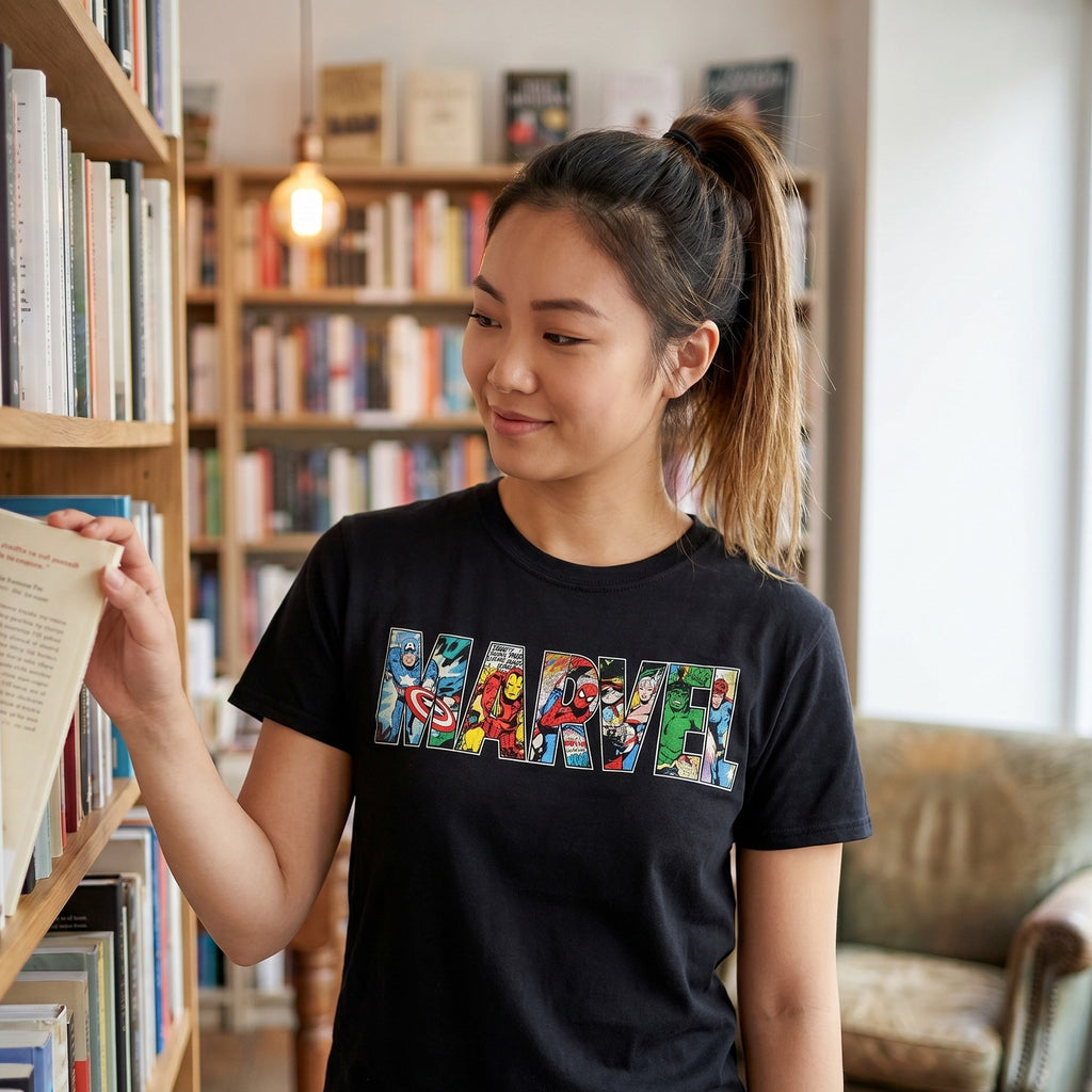 Productafbeelding Marvel - Comic Strip Logo T-shirt zwart