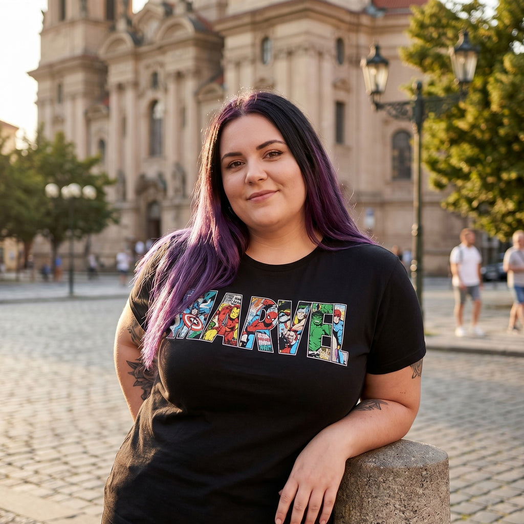 Productafbeelding Marvel - Comic Strip Logo T-shirt zwart