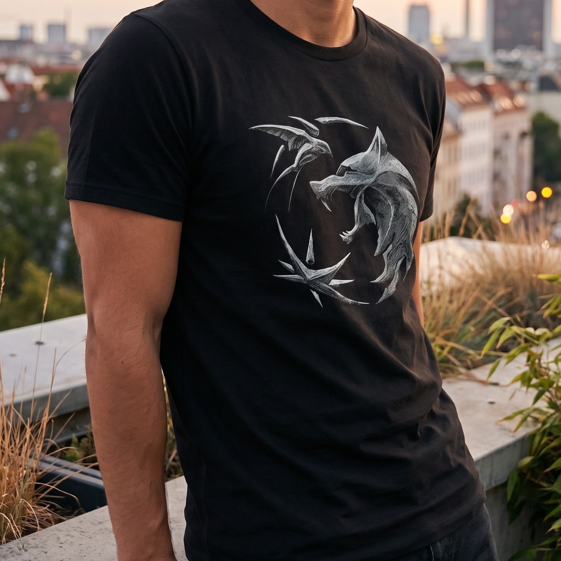 Productafbeelding Witcher - Wolf Embleem T-Shirt Zwart