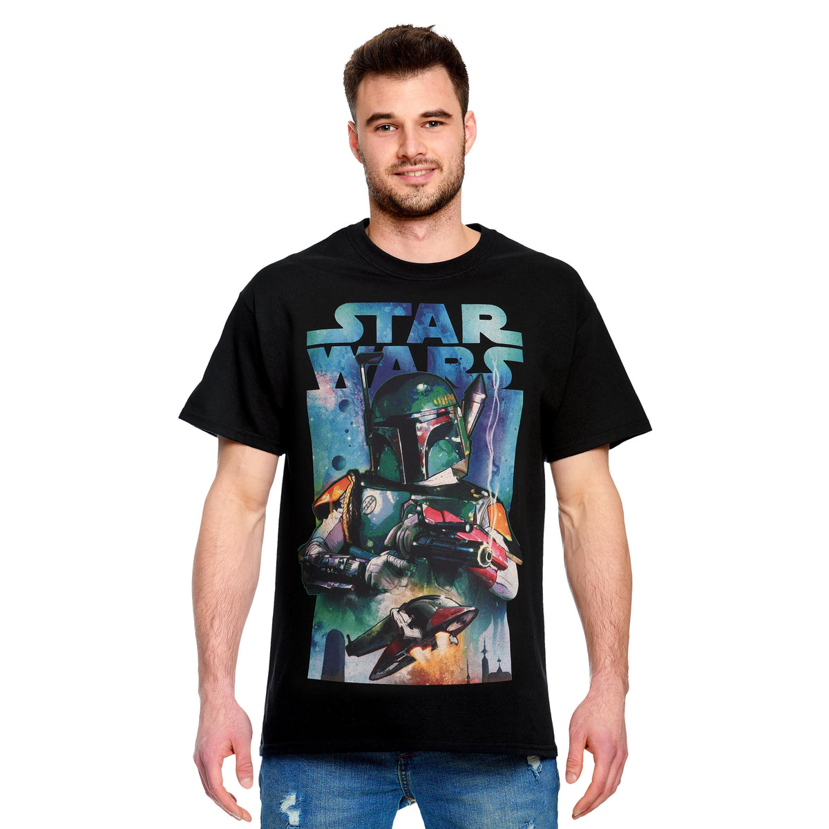 Productafbeelding Star Wars - Boba Fett met Slave I T-shirt zwart