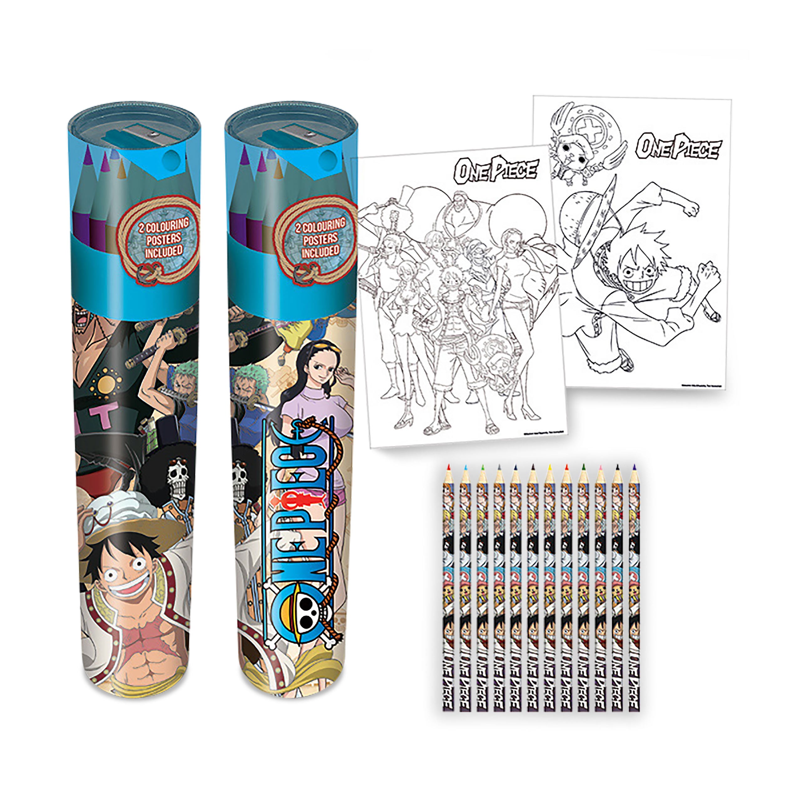 Productafbeelding One Piece - Pennendoos 12-delige set met 2 kleurplaten