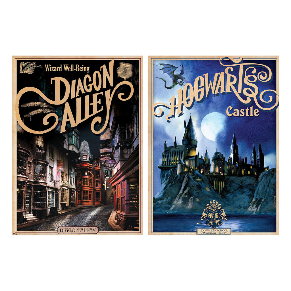 Productafbeelding Harry Potter - Zweinstein Kasteel & Wegisweg Poster 2-delige set