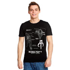 Productafbeelding Star Wars - Boba Fett Slave I Sketch T-Shirt zwart