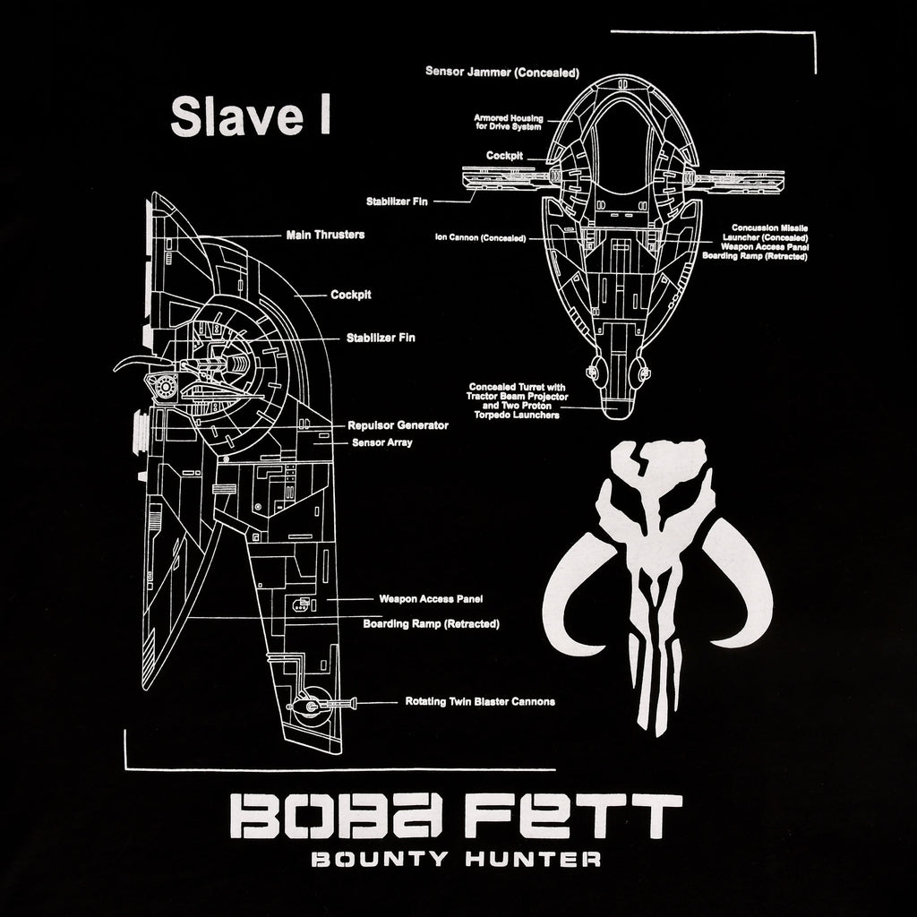 Productafbeelding Star Wars - Boba Fett Slave I Sketch T-Shirt zwart