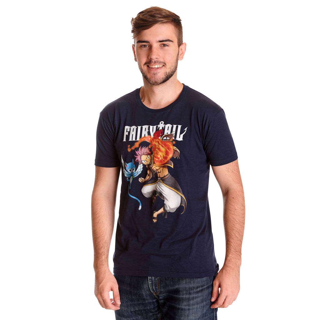 Productafbeelding Fairy Tail - Natsu en Happy T-shirt blauw
