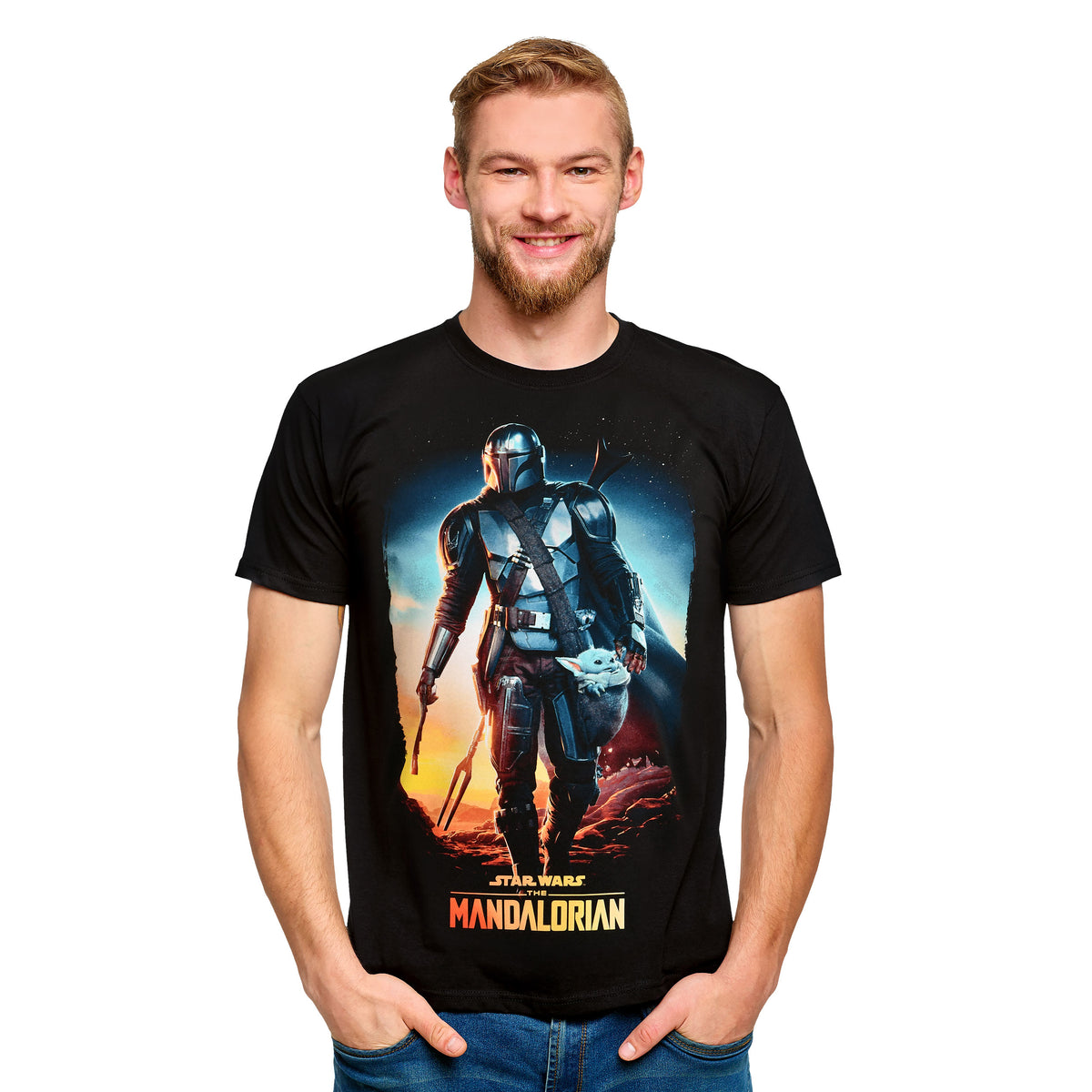 Productafbeelding Through The Galaxy T-Shirt zwart - Star Wars Mandalorian