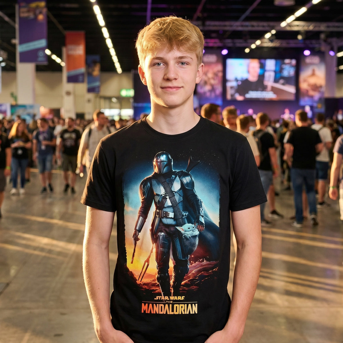Productafbeelding Through The Galaxy T-Shirt zwart - Star Wars Mandalorian
