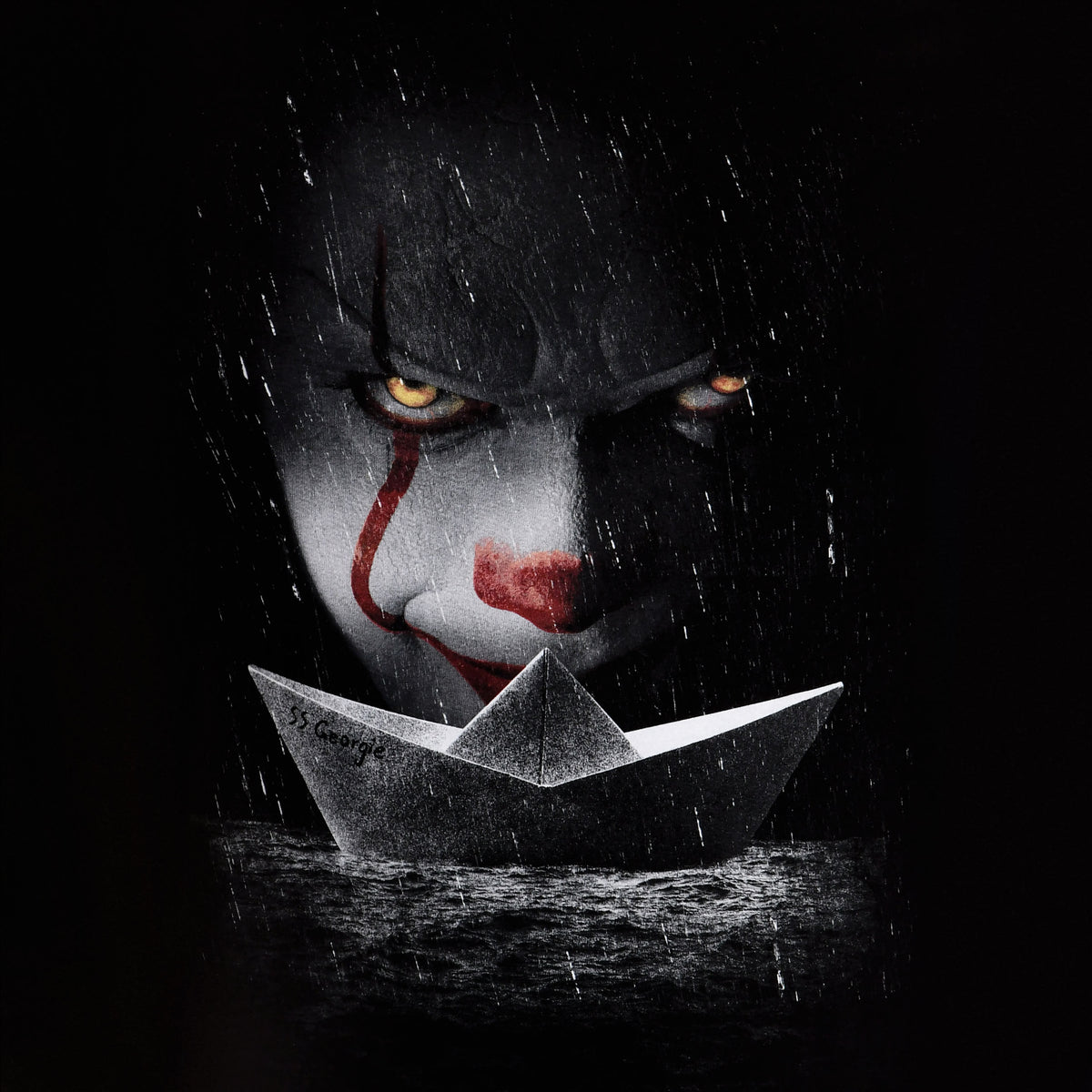 Productafbeelding Stephen King's IT - Pennywise Papieren Boot T-Shirt Zwart