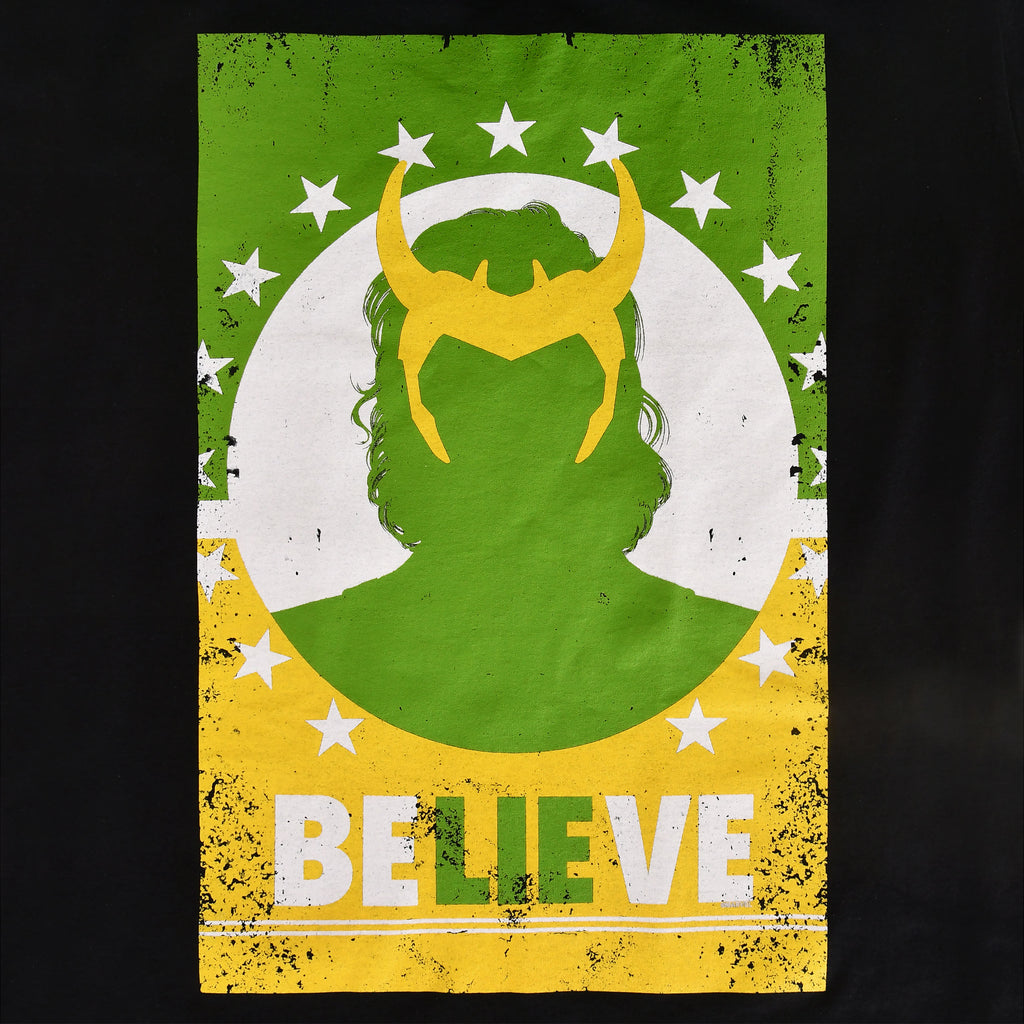 Productafbeelding Loki - Believe Lie Poster T-Shirt zwart