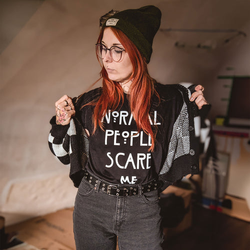 Productafbeelding Normal People Scare Me T-shirt voor American Horror Story Fans zwart