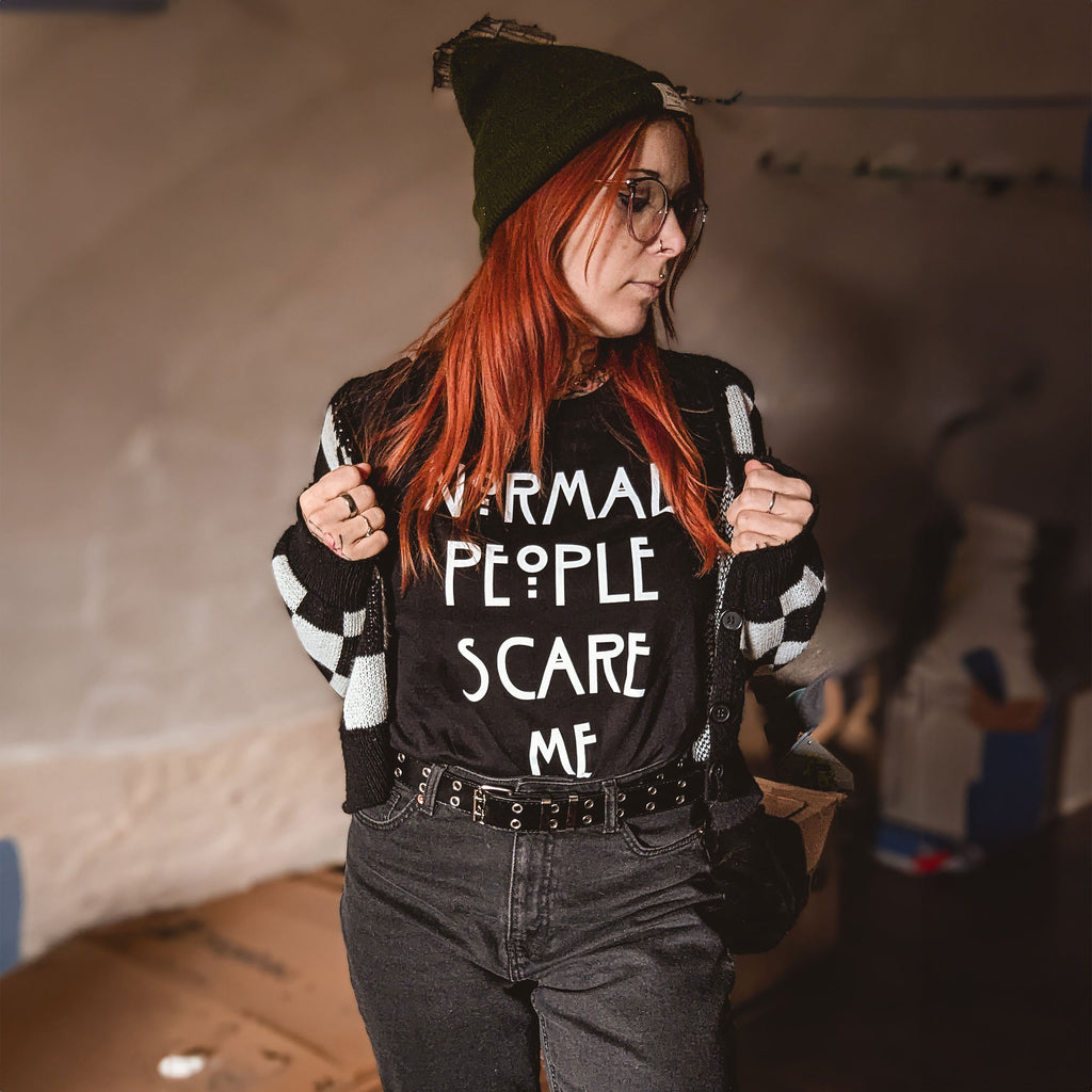 Productafbeelding Normal People Scare Me T-shirt voor American Horror Story Fans zwart