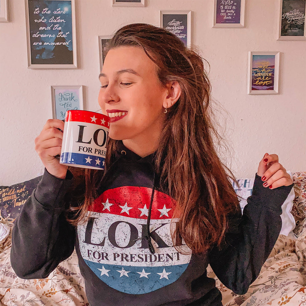 Productafbeelding For President Hoodie voor Loki Fans zwart